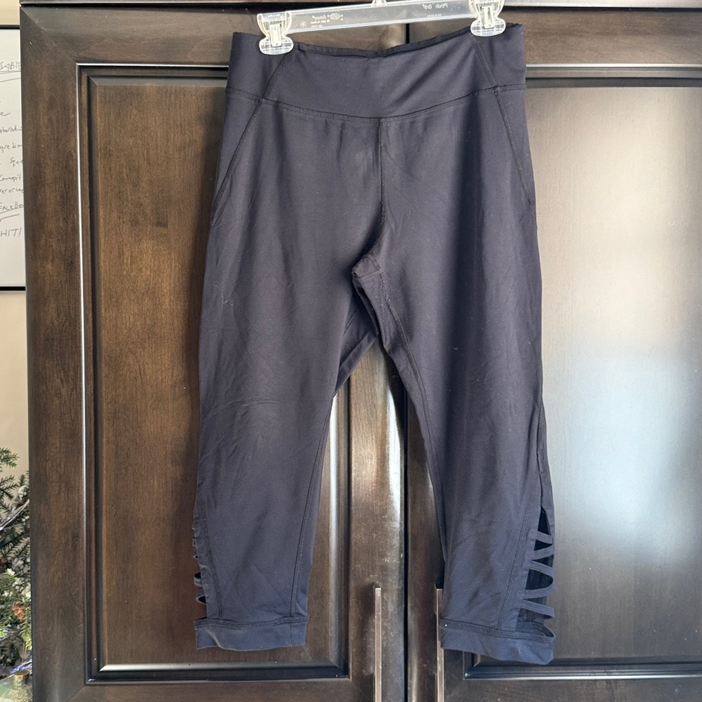 Black Cropped Leggings with ballet style Side Cutouts